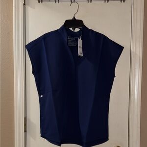 Figs Deep Blue Scrub Top